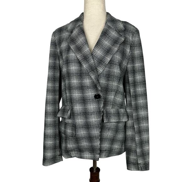 Anthropologie Maeve Blazer Women Medium Collegiate Knit Plaid Preppy Academia - Picture 1 of 14